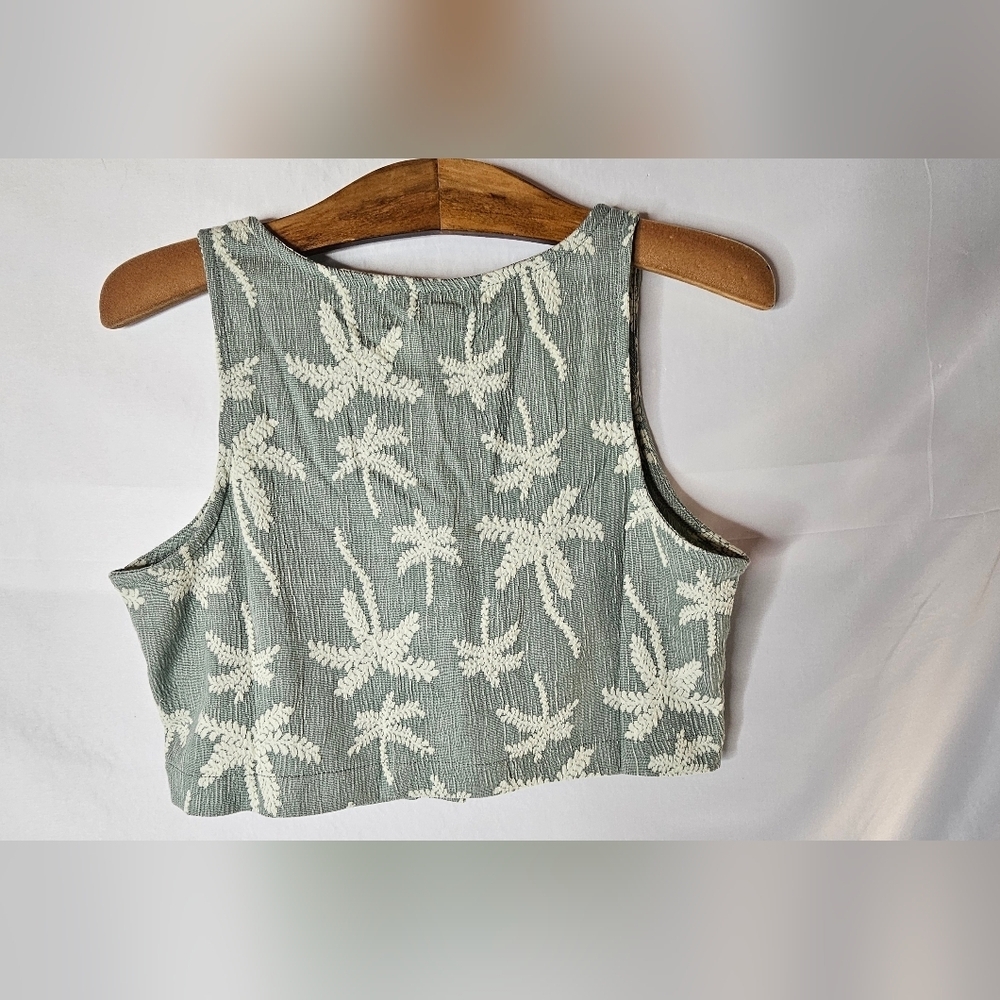 NWT Madewell Women's Sage Jacquard Square-Neck Button-Front Crop Tank Sz S - Picture 5 of 10